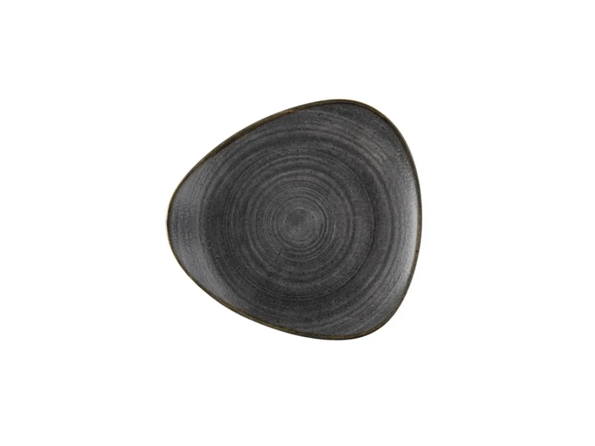 CHURCHILL Assiette plate triangulaire Raw Black porcelaine vitrifiée 26,5x26,5 cm Stonecast Raw