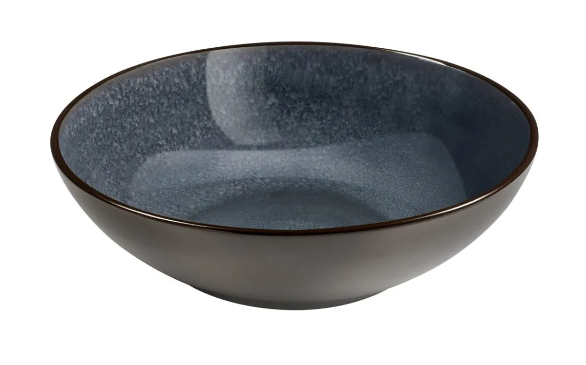 Assiette à pâtes rond bleu indigo grès émaillé Ø 18 cm Feeling - MEDARD DE NOBLAT