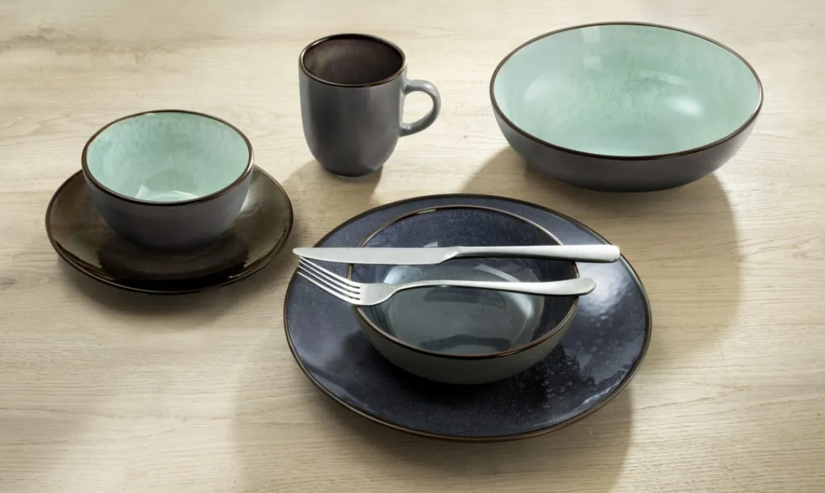 Assiette à pâtes rond turquoise grès émaillé Ø 18 cm Feeling - MEDARD DE NOBLAT Best