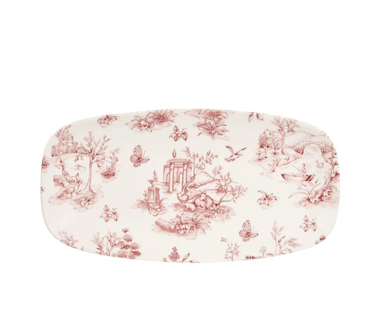 CHURCHILL Assiette rectangulaire Toile Cranberry porcelaine vitrifiée 29,8x15,3 cm Vintage Prints Toile New