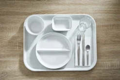 ESSENTIALS COLLECTION Assiette régithermie 1 séparation droite rond blanc porcelaine Ø 22,8 cm Vitalia Online