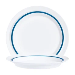 Assiette rond blanc verre opal Ø 23 cm Autonomy Filet Bleu - ARCOROC Hot