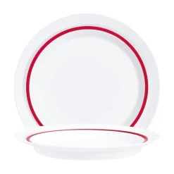 Assiette rond blanc verre opal Ø 19 cm Autonomy Filet Rouge - ARCOROC Clearance