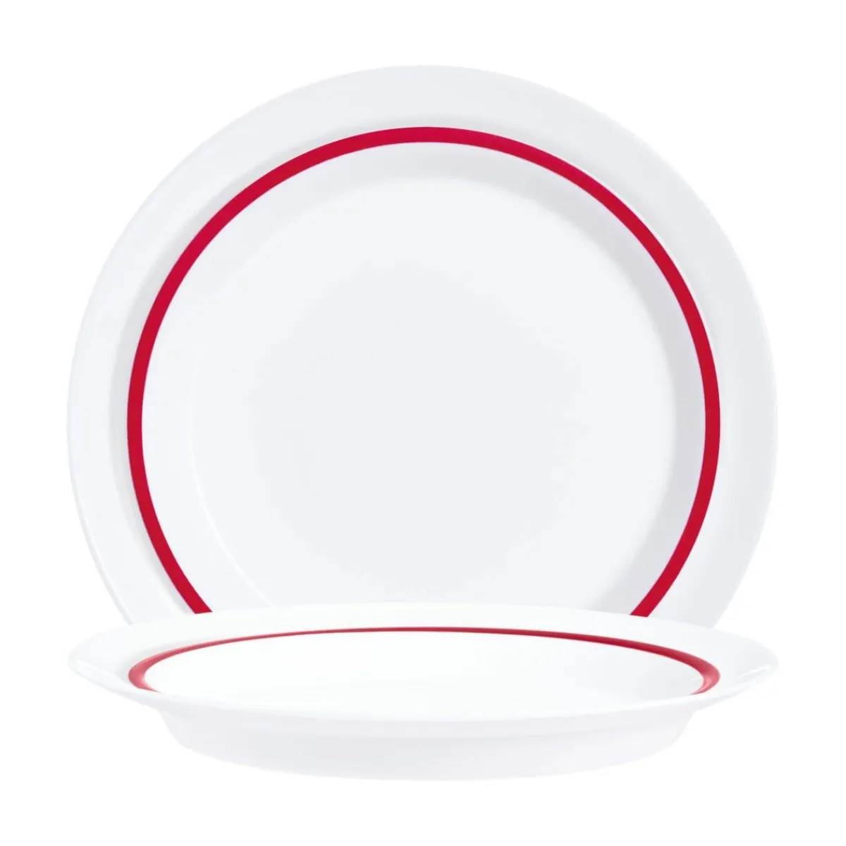 Assiette rond blanc verre opal Ø 19 cm Autonomy Filet Rouge - ARCOROC Clearance