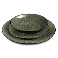 MEDARD DE NOBLAT Assiette à salade rond vert grès émaillé Ø 19 cm Hypnose Hot