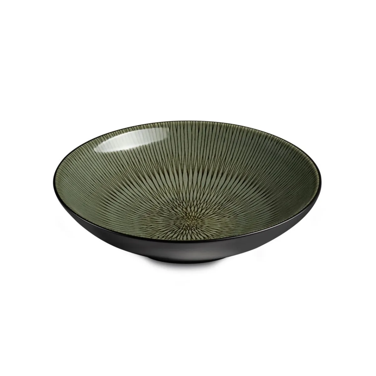 MEDARD DE NOBLAT Assiette à salade rond vert grès émaillé Ø 19 cm Hypnose Hot