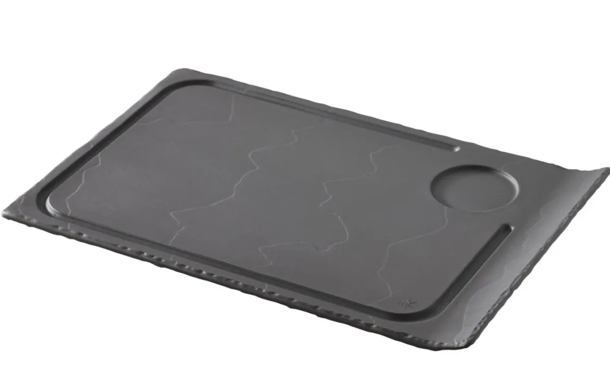Assiette à steak rectangulaire noir porcelaine culinaire 33x22 cm Basalt - REVOL New