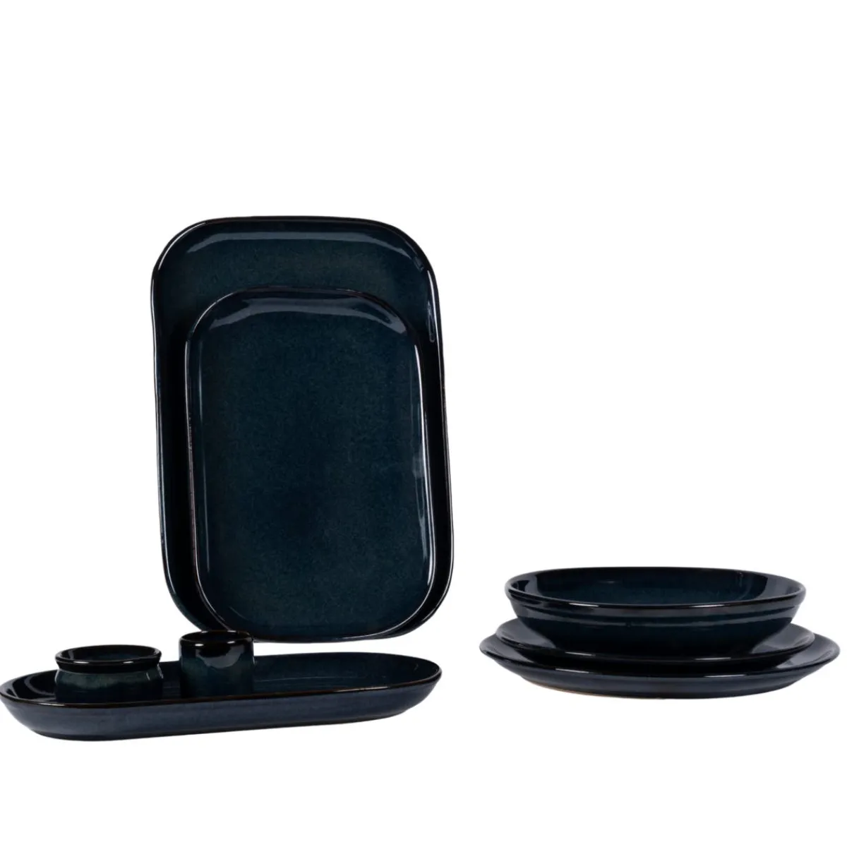Assiette à steak rectangulaire bleu grès émaillé 29x19,5 cm Gres Couleur - PRO.MUNDI