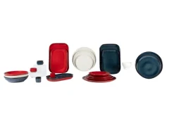Assiette à steak rectangulaire rouge grès émaillé 34,5x23,5 cm Gres Couleur - PRO.MUNDI Discount