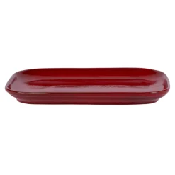 Assiette à steak rectangulaire rouge grès émaillé 34,5x23,5 cm Gres Couleur - PRO.MUNDI Discount