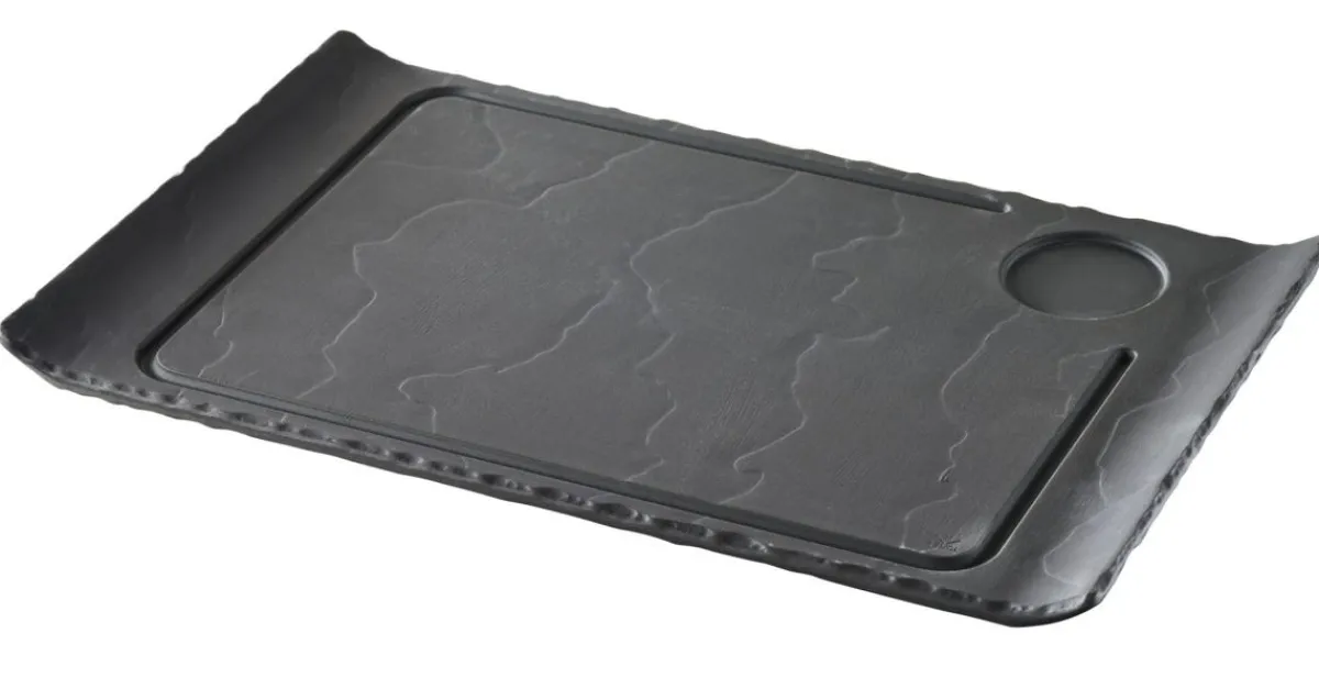 Assiette à steak rectangulaire noir porcelaine culinaire 39,5x24 cm Basalt - REVOL Clearance