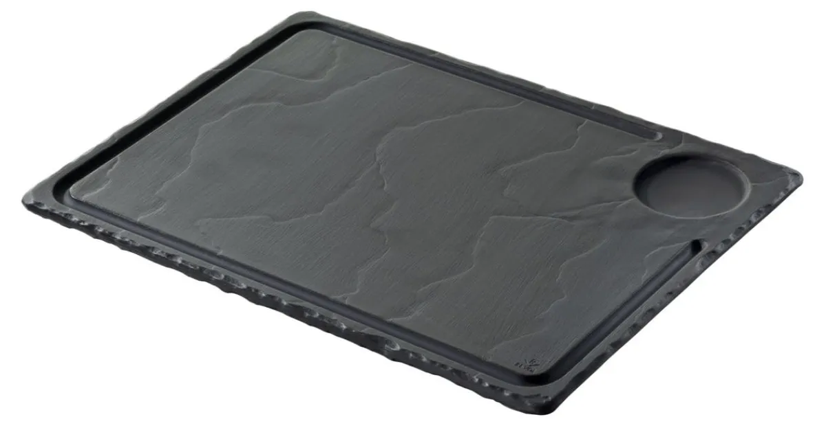 REVOL Assiette à steak rectangulaire noir porcelaine culinaire 33x24 cm Basalt Discount