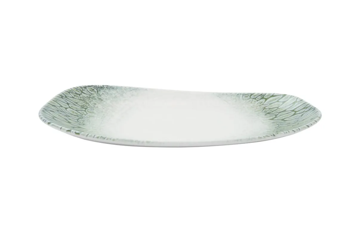 Assiette vert porcelaine 30x15 cm Butterfly - DUDSON Outlet