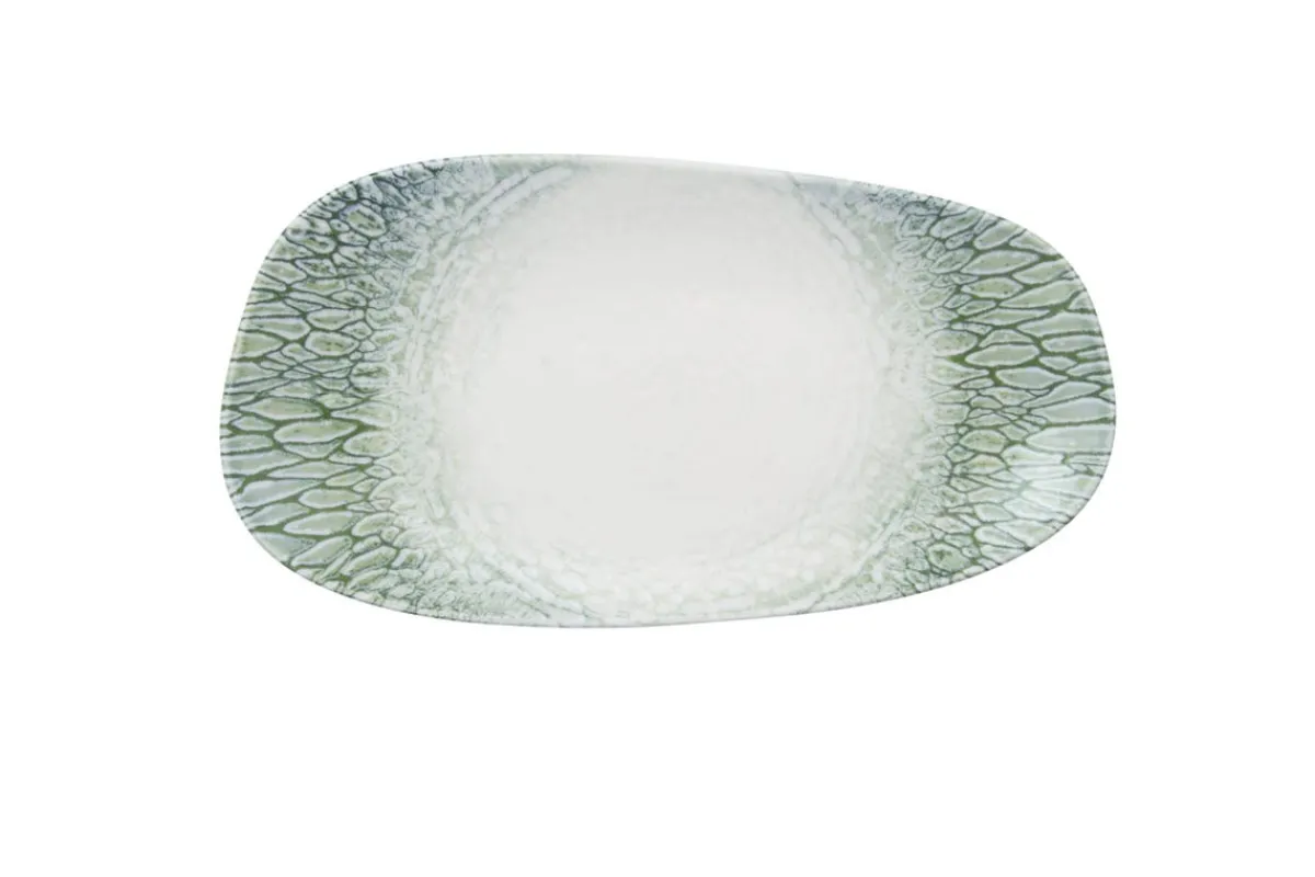 DUDSON Assiette vert porcelaine 35x18,5 cm Butterfly