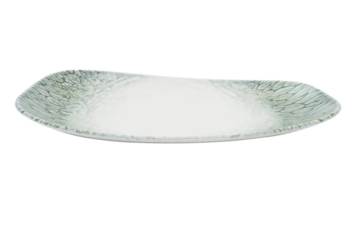 DUDSON Assiette vert porcelaine 35x18,5 cm Butterfly