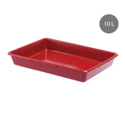 GILAC Bac de transfert Sans couvercle rouge plastique 54x38,5x8 cm 10 L fond plein parois pleines Best