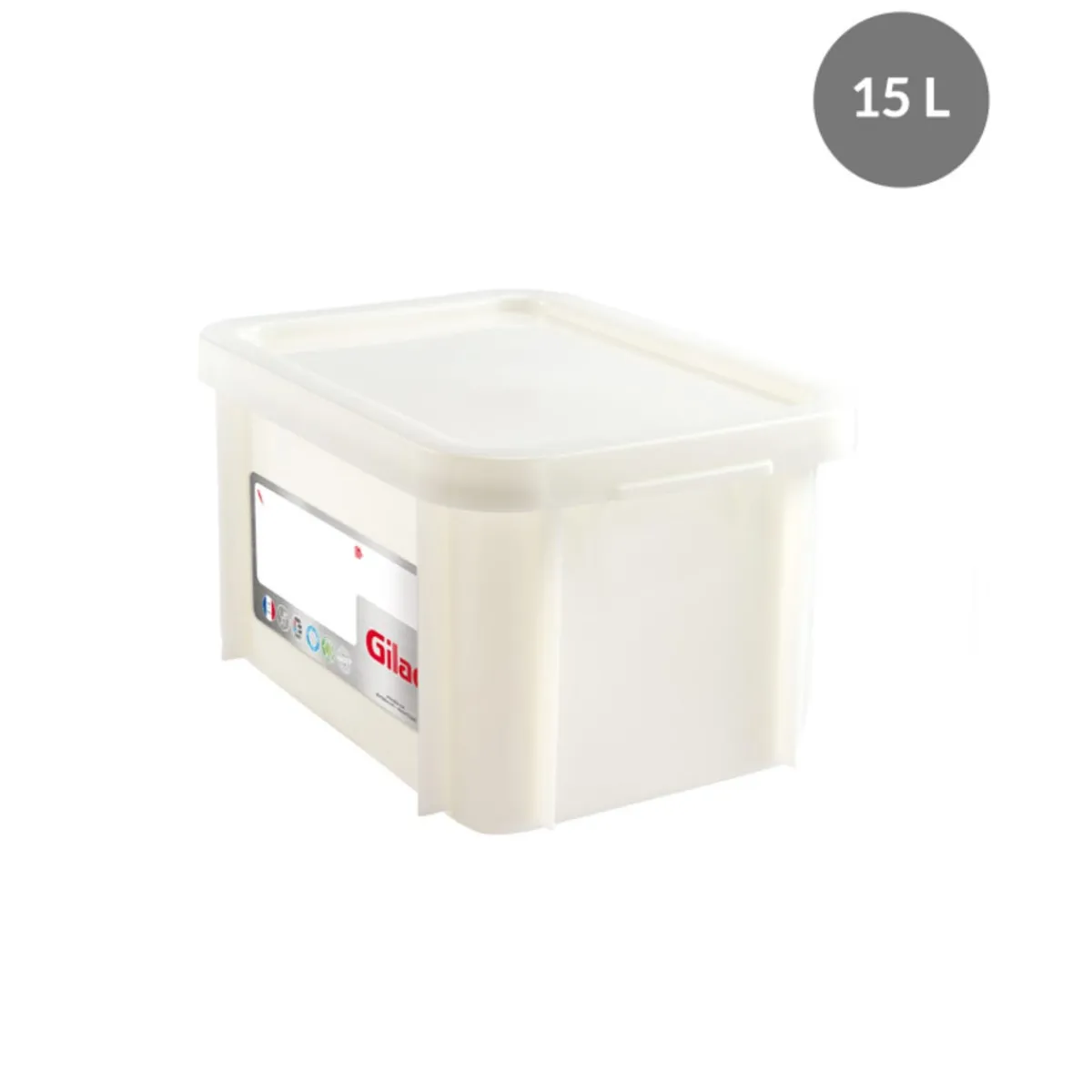 GILAC Bac gerbable Avec couvercle blanc plastique 40x30x23,5 cm 15 L fond plein parois pleines Discount