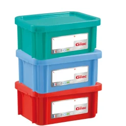 Bac gerbable Avec couvercle bleu plastique 40x30x18 cm 12 L fond plein parois pleines - GILAC Sale