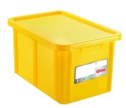 GILAC Bac gerbable Avec couvercle jaune plastique 60x40x33 cm 55 L fond plein parois pleines Sale
