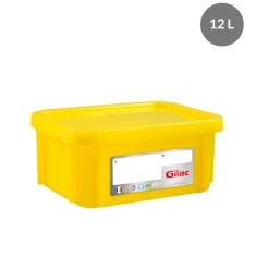 Bac gerbable Avec couvercle jaune plastique 40x30x18 cm 12 L fond plein parois pleines - GILAC Sale