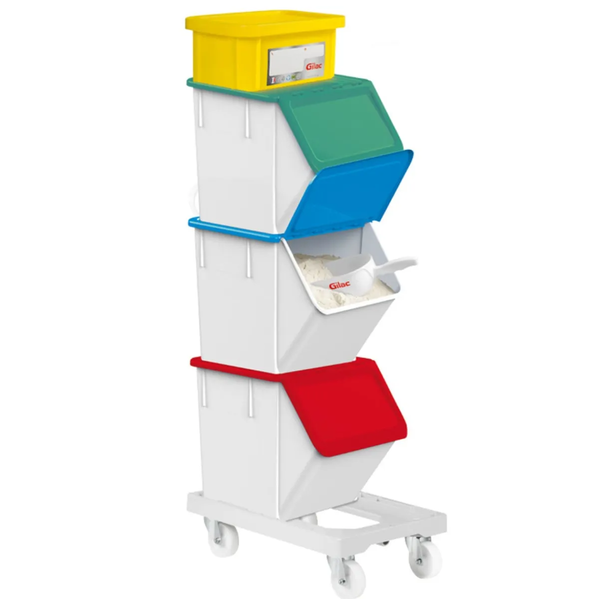 Bac gerbable Avec couvercle jaune plastique 40x30x18 cm 12 L fond plein parois pleines - GILAC Sale
