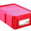 Bac gerbable Avec couvercle rouge plastique 60x40x23 cm 35 L fond plein parois pleines - GILAC Clearance