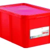 Bac gerbable Avec couvercle rouge plastique 60x40x33 cm 55 L fond plein parois pleines - GILAC