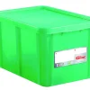 Bac gerbable Avec couvercle vert plastique 60x40x33 cm 55 L fond plein parois pleines - GILAC Clearance