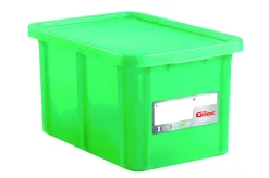 Bac gerbable Avec couvercle vert plastique 60x40x33 cm 55 L fond plein parois pleines - GILAC Clearance