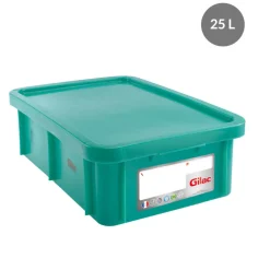 Bac gerbable Avec couvercle vert plastique 60x40x19 cm 25 L fond plein parois pleines - GILAC Online