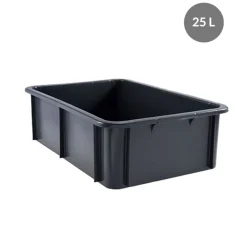Bac gerbable Sans couvercle gris plastique 60x40x16,5 cm 25 L fond plein parois pleines - GILAC Hot