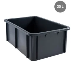 Bac gerbable Sans couvercle gris plastique 60x40x21,7 cm 35 L fond plein parois pleines - GILAC Outlet