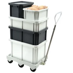 Bac gerbable Sans couvercle gris plastique 60x40x21,7 cm 35 L fond plein parois pleines - GILAC Outlet