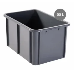 GILAC Bac gerbable Sans couvercle gris plastique 60x40x31,5 cm 55 L fond plein parois pleines Hot