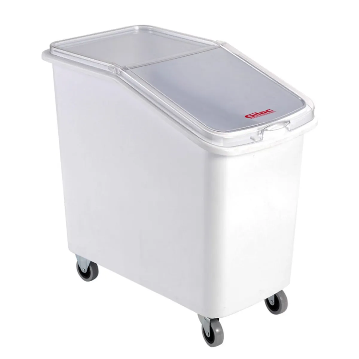 Bac à ingrédients plastique blanc 72,5x41x67,5 cm Avec couvercle Avec roues - GILAC Discount