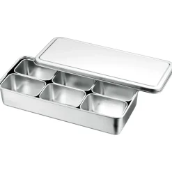 Bac 6 mini boites japonaises inox 32,8x14,8x6,3 cm Avec couvercle - L.TELLIER