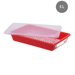 Bac plat HACCP Avec couvercle rouge plastique 45x29x8,5 cm 5 L fond plein parois pleines - GILAC Discount