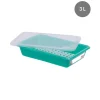 Bac plat HACCP Avec couvercle vert plastique 35x24x8 cm 3 L fond plein parois pleines - GILAC Sale
