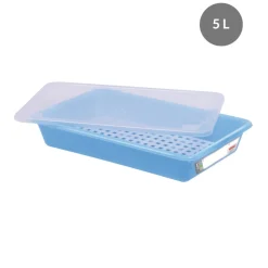 GILAC Bac plat HACCP Avec couvercle bleu plastique 45x29x8,5 cm 5 L fond plein parois pleines Discount