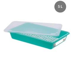 GILAC Bac plat HACCP Avec couvercle vert plastique 45x29x8,5 cm 5 L fond plein parois pleines Best
