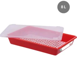 Bac plat HACCP Avec couvercle rouge plastique 49x33,7x9 cm 8 L fond plein parois pleines - GILAC Online