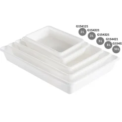 GILAC Bac plat Sans couvercle blanc plastique 43,7x28,5x7,5 cm 5 L fond plein parois pleines