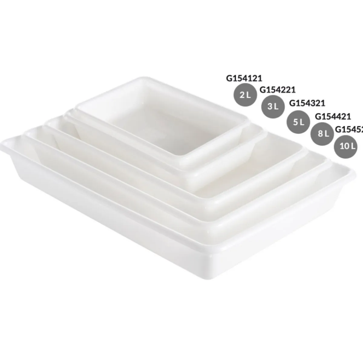 GILAC Bac plat Sans couvercle blanc plastique 30x20x6,3 cm 2 L fond plein parois pleines Outlet