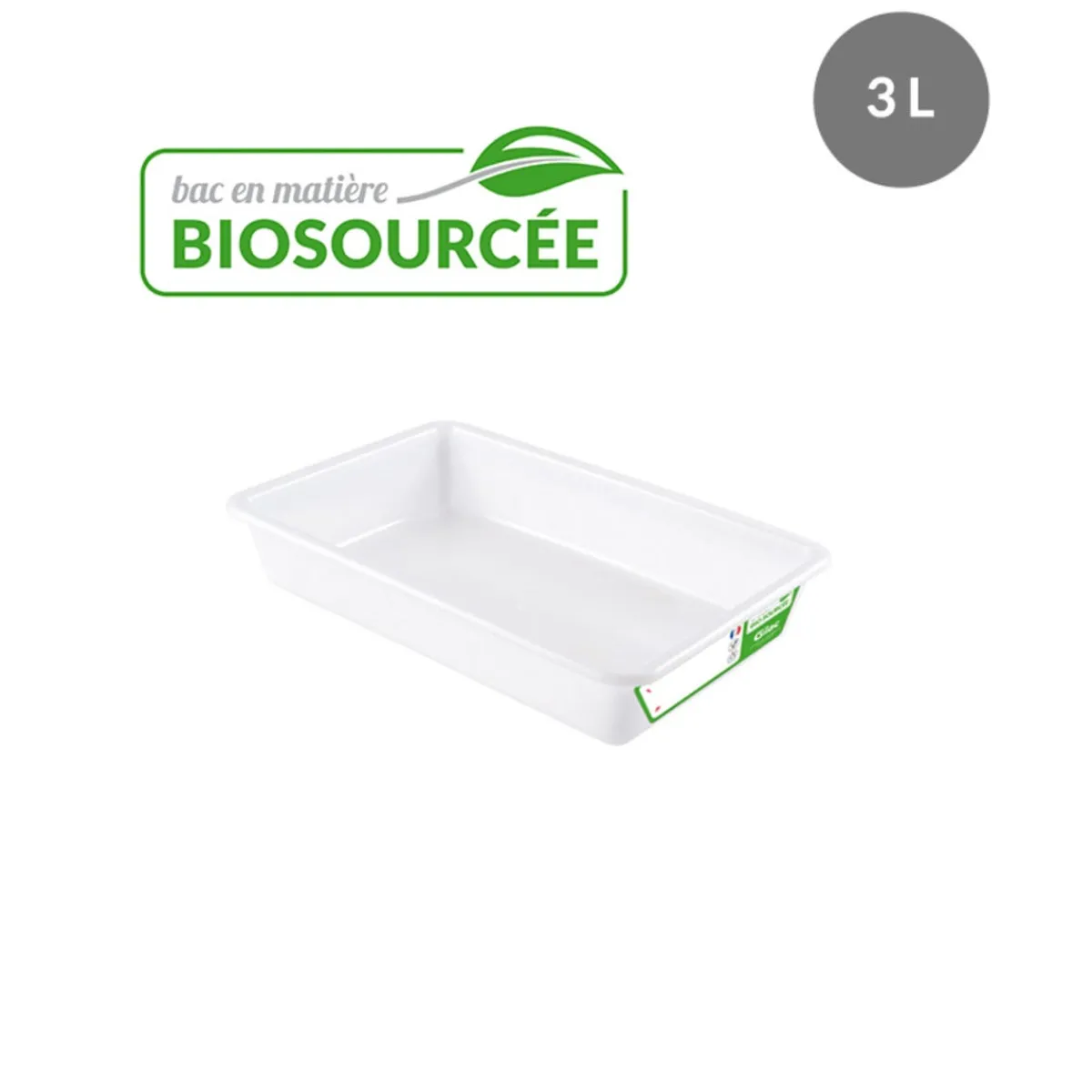 GILAC Bac plat Sans couvercle blanc plastique 34,7x23x7 cm 3 L fond plein parois pleines Outlet