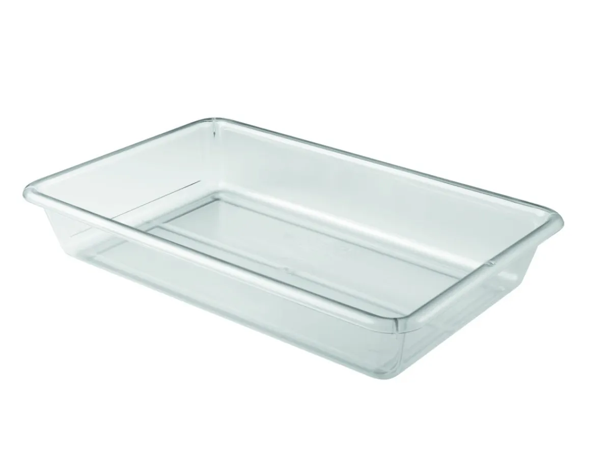 Bac plat transparent plastique 49,5x33,4x8 cm 8 L fond plein parois pleines - GILAC Sale