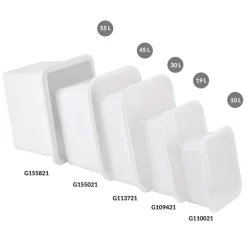 Bac profond Sans couvercle blanc plastique 56x43x38 cm 55 L fond plein parois pleines - GILAC Sale