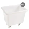 Bac à 4 roues pivotantes dont 2 à freins Sans couvercle blanc plastique 120x80x98,5 cm 500 L fond plein parois pleines - GILAC Online