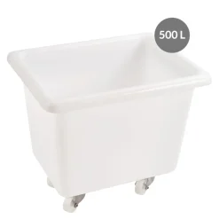 Bac à 4 roues pivotantes dont 2 à freins Sans couvercle blanc plastique 120x80x98,5 cm 500 L fond plein parois pleines - GILAC Online