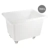 GILAC Bac à 4 roues pivotantes dont 2 à freins Sans couvercle blanc plastique 103x80x73 cm 310 L fond plein parois pleines Clearance