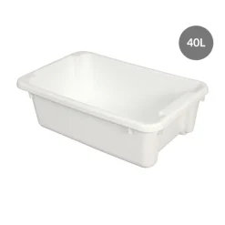 GILAC Bac Sans couvercle blanc plastique 67x42x21 cm 40 L fond plein parois pleines Discount